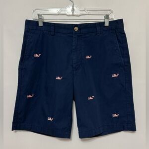 VINEYARD VINES Breaker Shorts Embroidered Flag Whales Mens Size 32 Navy Blue